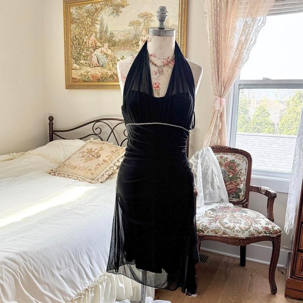 black halter fairy dress  Y2K Blondie Nites black halter dress size 9